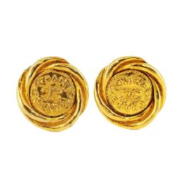 Chanel Earrings Coco Mark Circle GP Plated Gold Women's