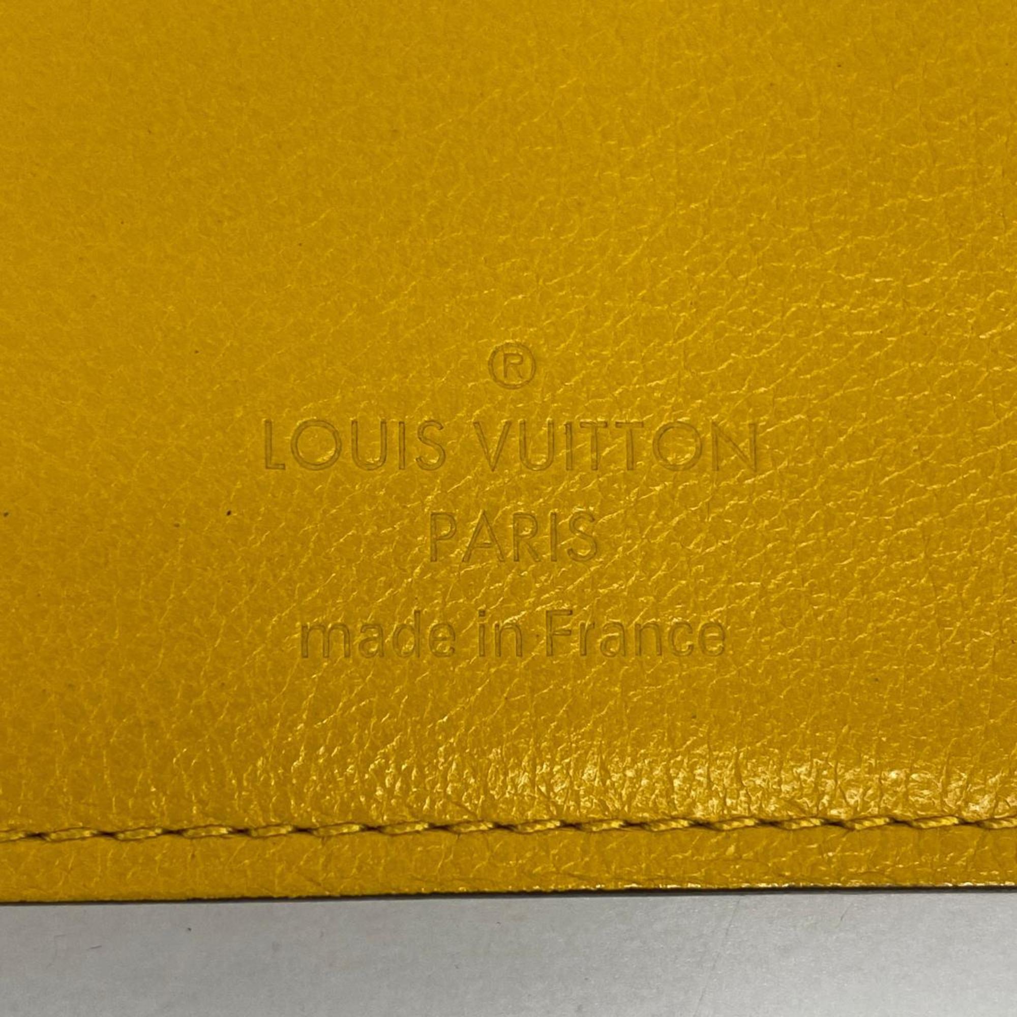 Louis Vuitton Long Wallet Taurillon Portefeuille Brazza M58194 Ocher Men's