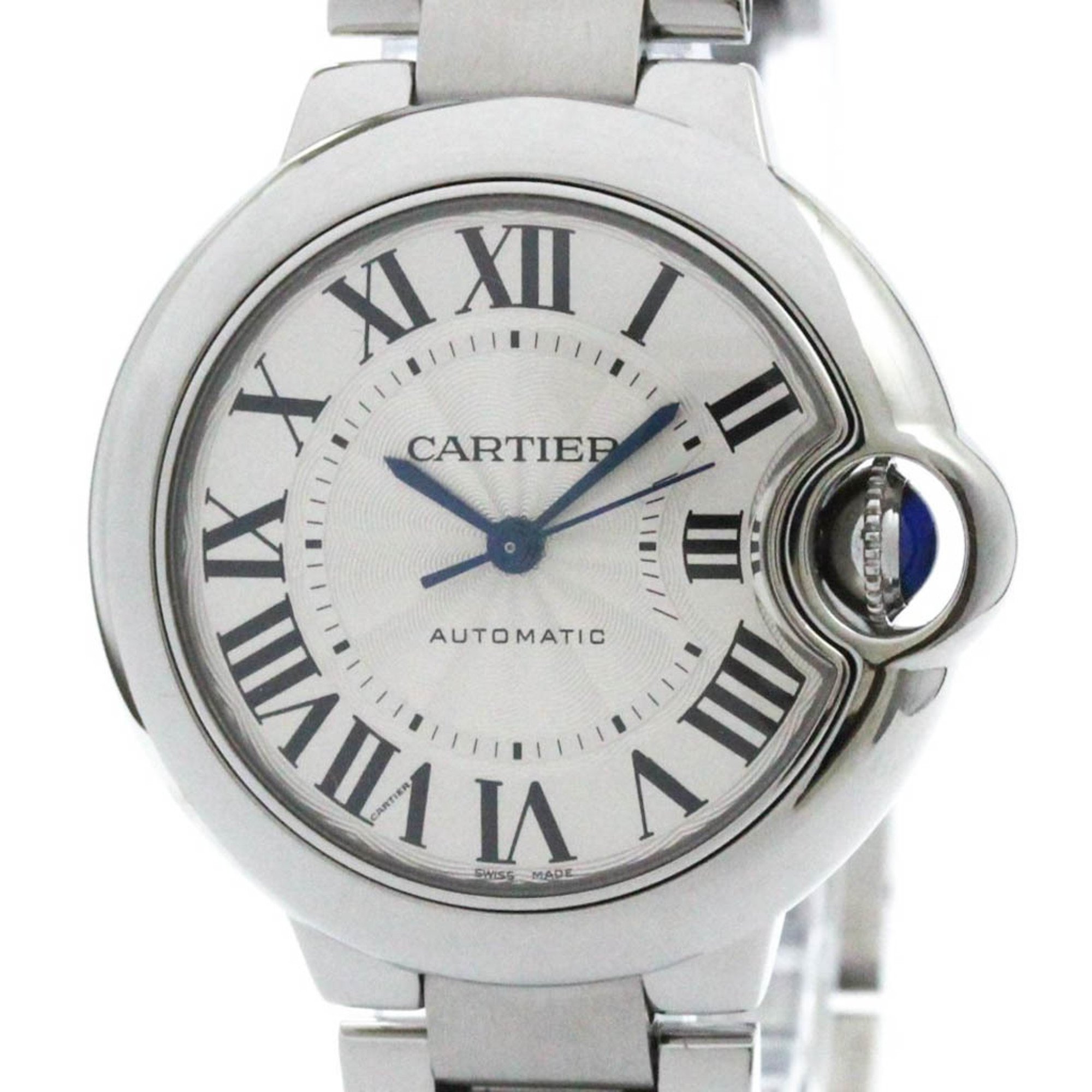 Polished CARTIER Ballon Bleu MM Steel Automatic Mid Size Watch W6920071 BF574222