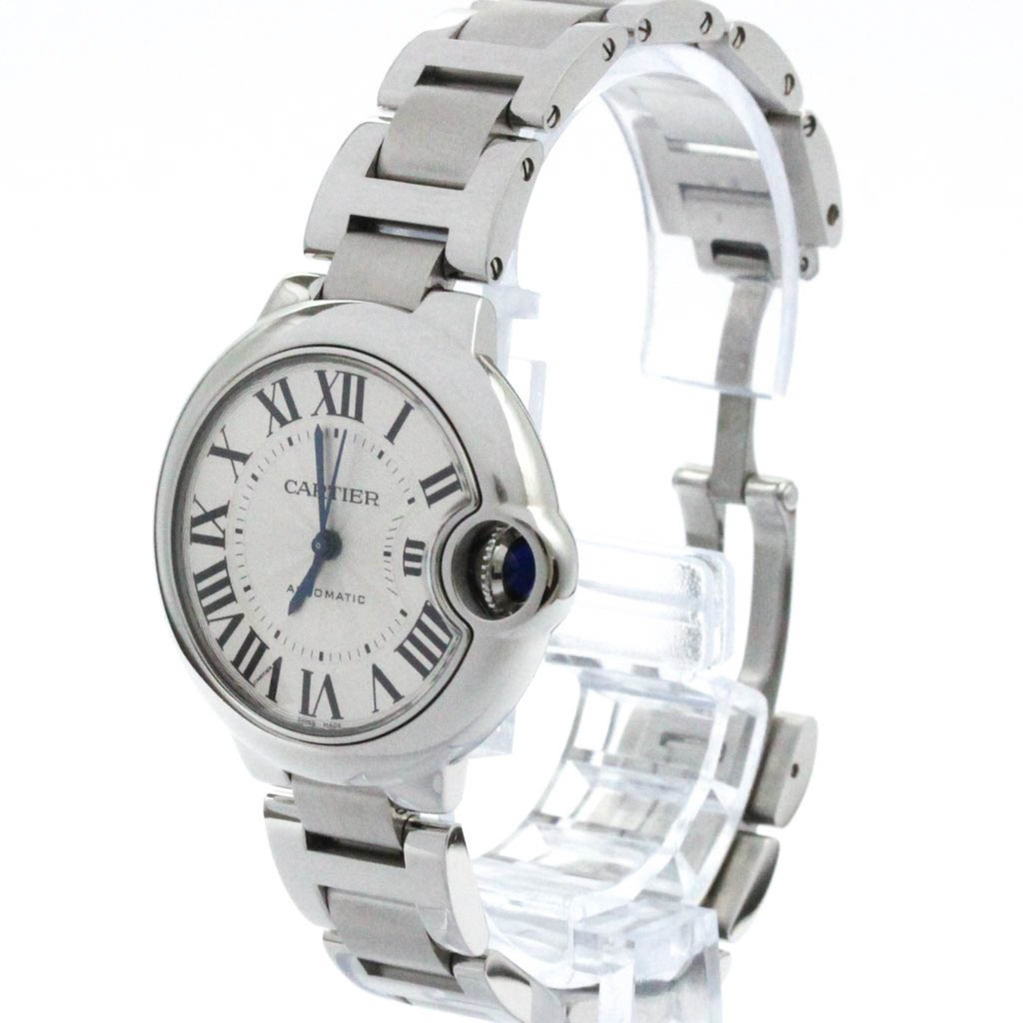 Polished CARTIER Ballon Bleu MM Steel Automatic Mid Size Watch W6920071 BF574222