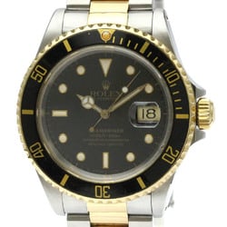 Polished ROLEX submariner Date 16613 L Serial 18K Gold Steel Watch BF572552