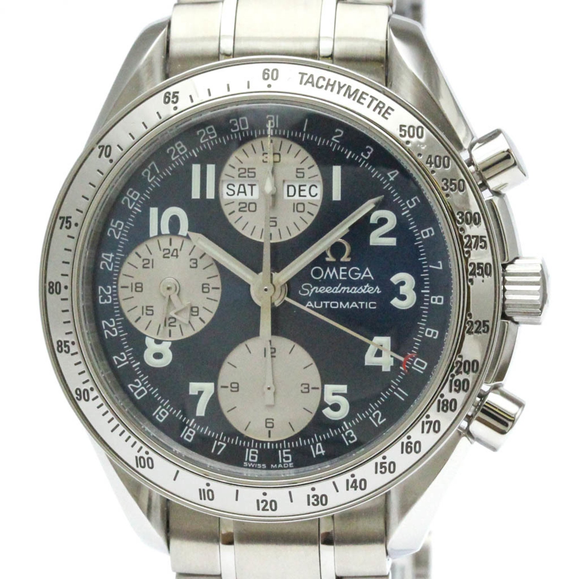 Polished OMEGA Speedmaster Triple Date Steel Automatic Watch 3523.81 BF574201