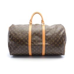 Louis Vuitton LOUIS VUITTON Keepall 55 Monogram Boston Bag Coated Canvas Leather Men's Women's Brown M41424