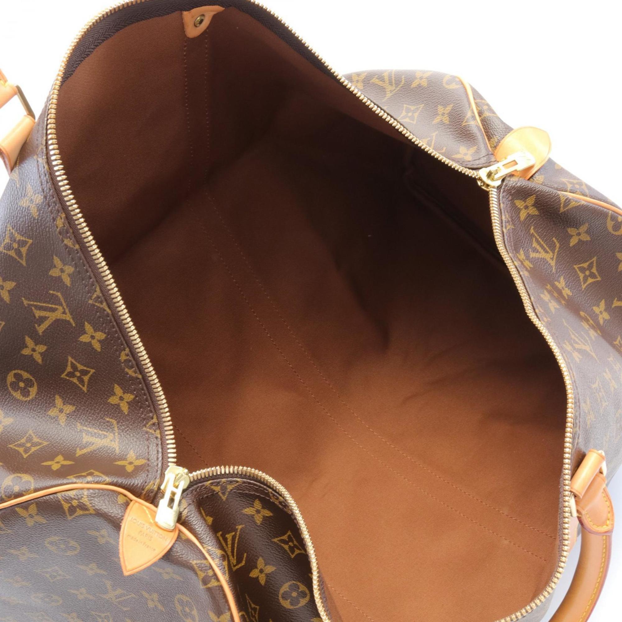 Louis Vuitton LOUIS VUITTON Keepall 55 Monogram Boston Bag Coated Canvas Leather Men's Women's Brown M41424