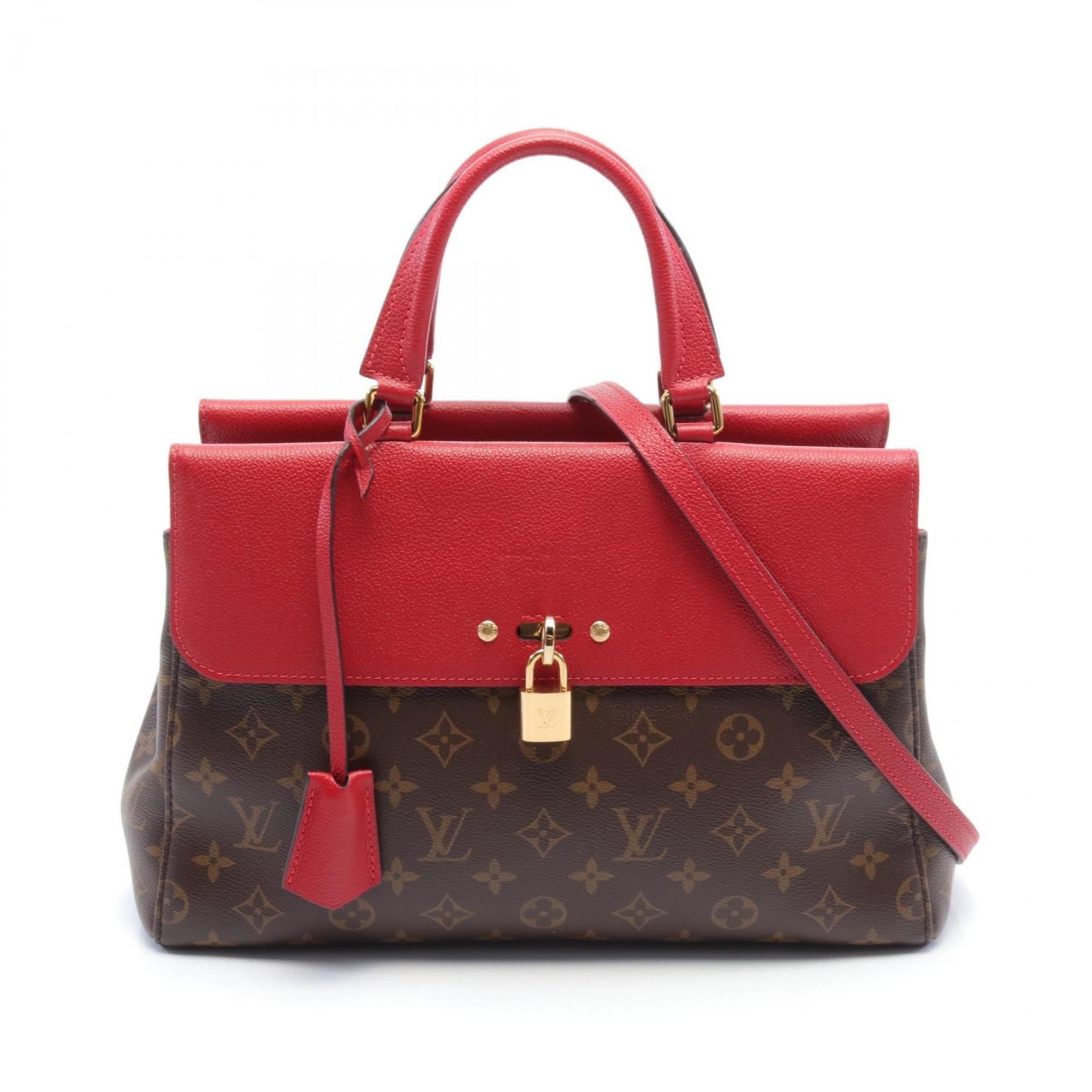 Louis Vuitton Venus Handbag Bag Coated Canvas Leather Monogram Women's Brown Red M41738