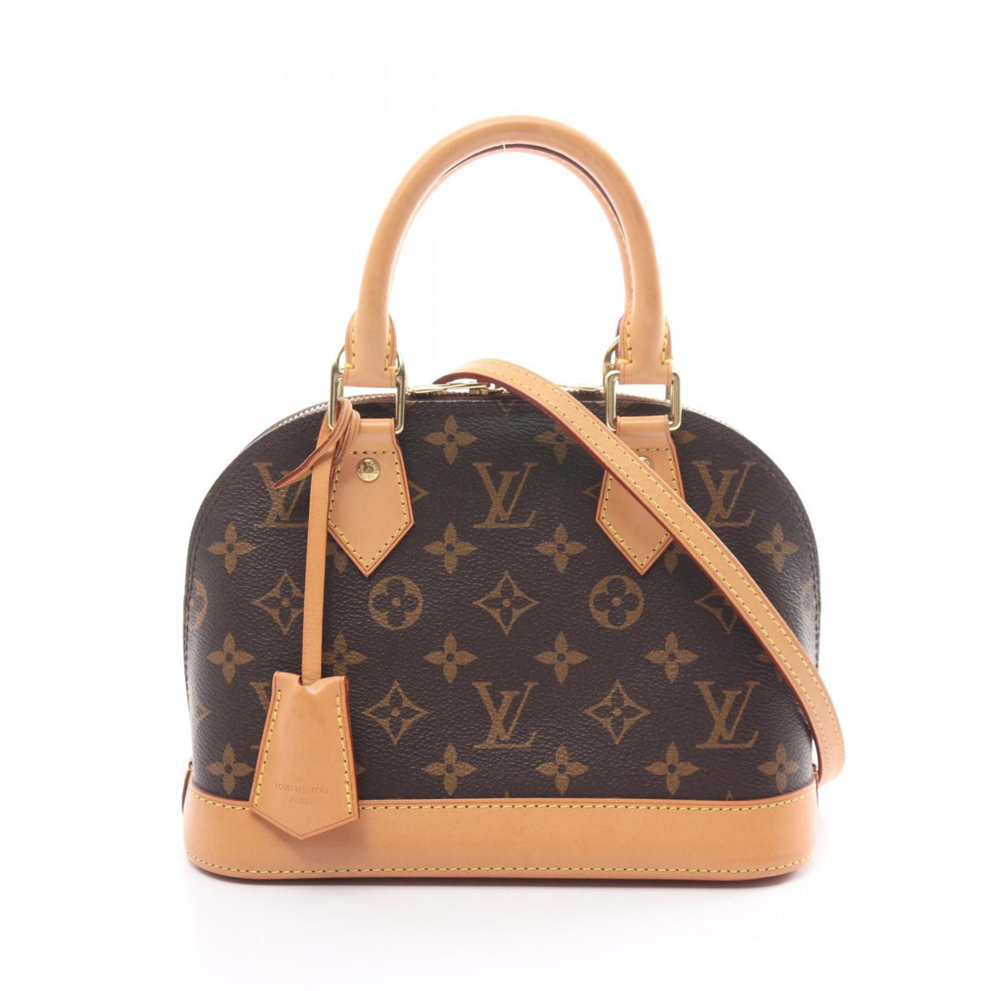 Louis Vuitton Alma BB Handbag Bag Coated Canvas Leather Monogram Women's Brown M53152