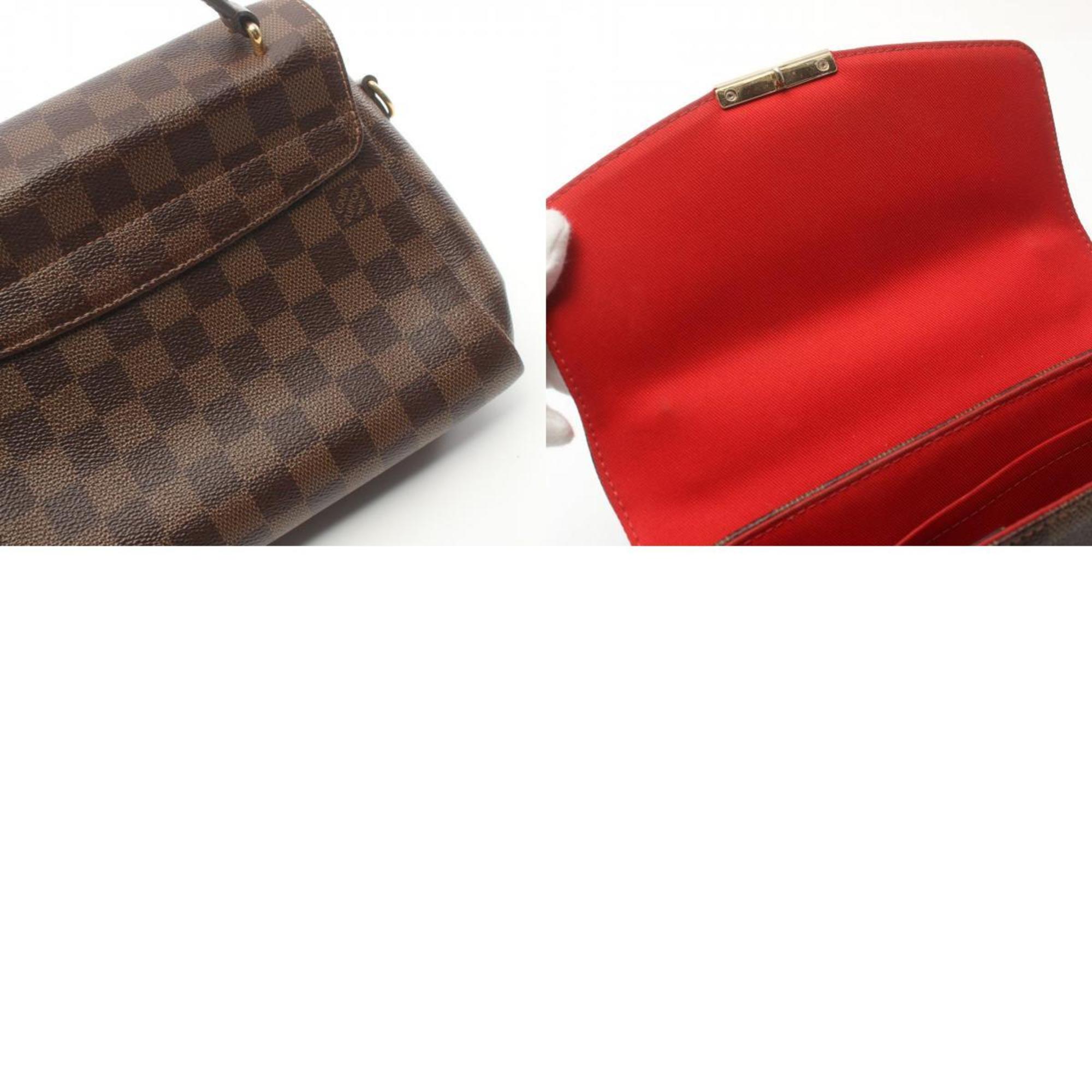 Louis Vuitton Croisette Damier Ebene Handbag Bag Coated Canvas Leather Women's Brown N53000