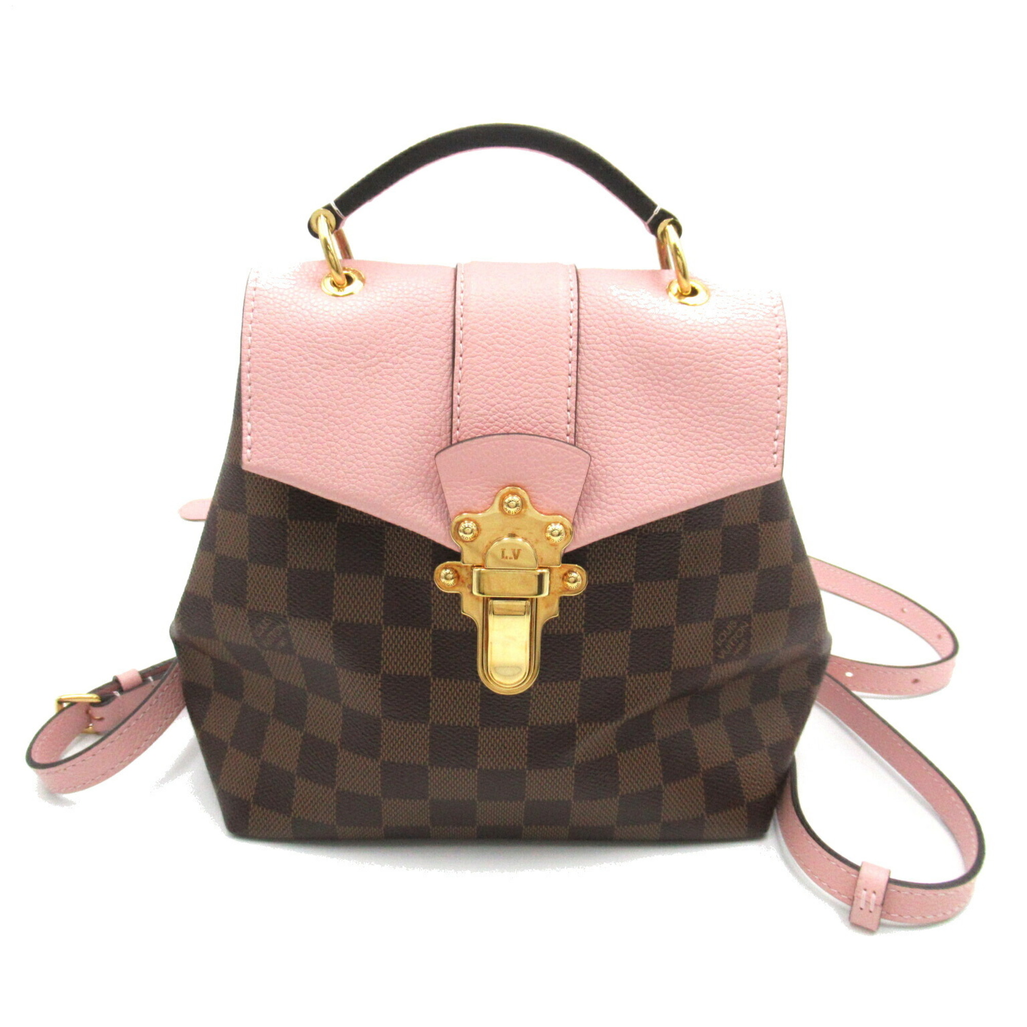 Louis Vuitton Clapton Backpack, Rucksack, Bag, Coated Canvas, Damier, Women's, Brown, Pink, N42262