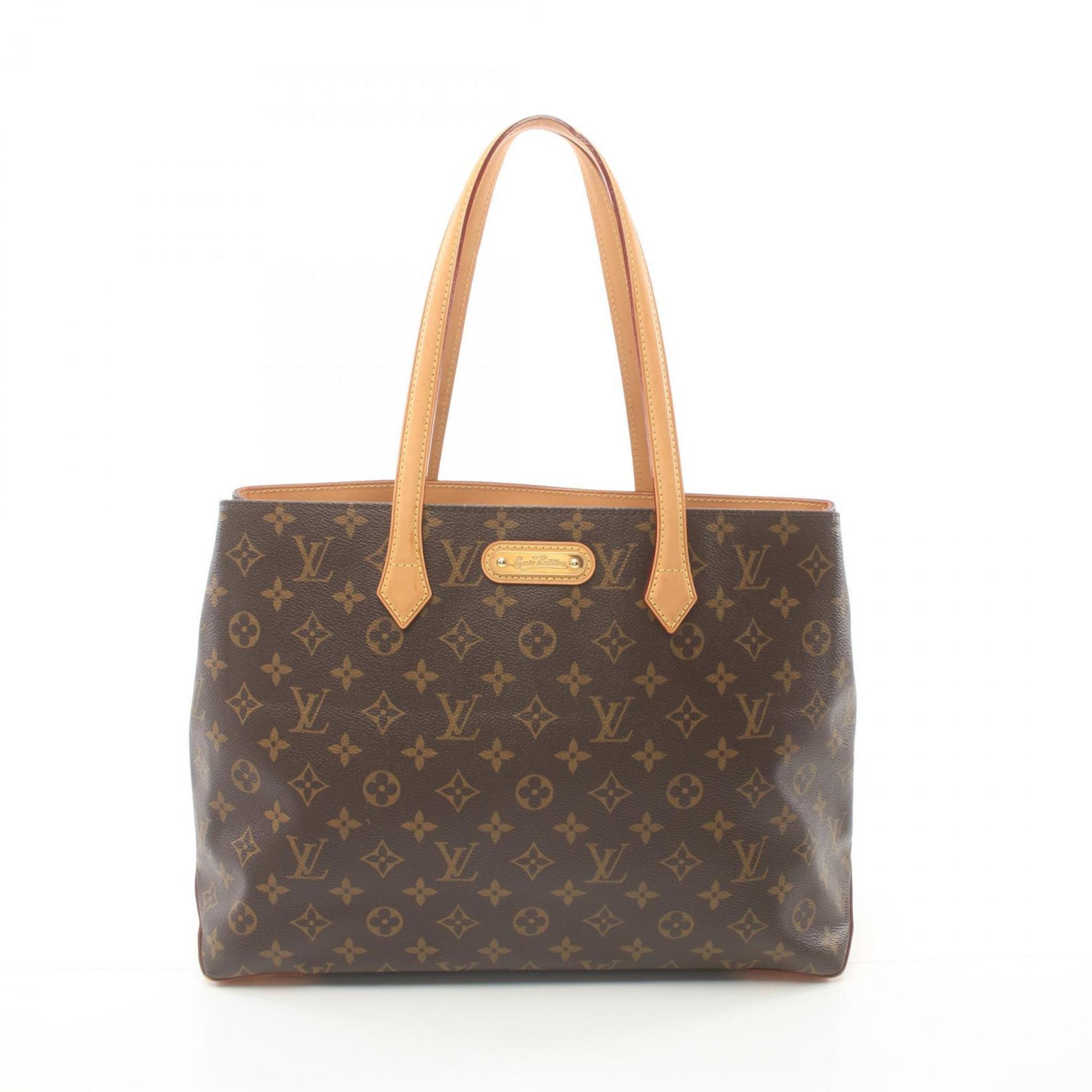 LOUIS VUITTON Wilshire MM Monogram Tote Bag, Coated Canvas, Leather, Women's, Brown, M45644