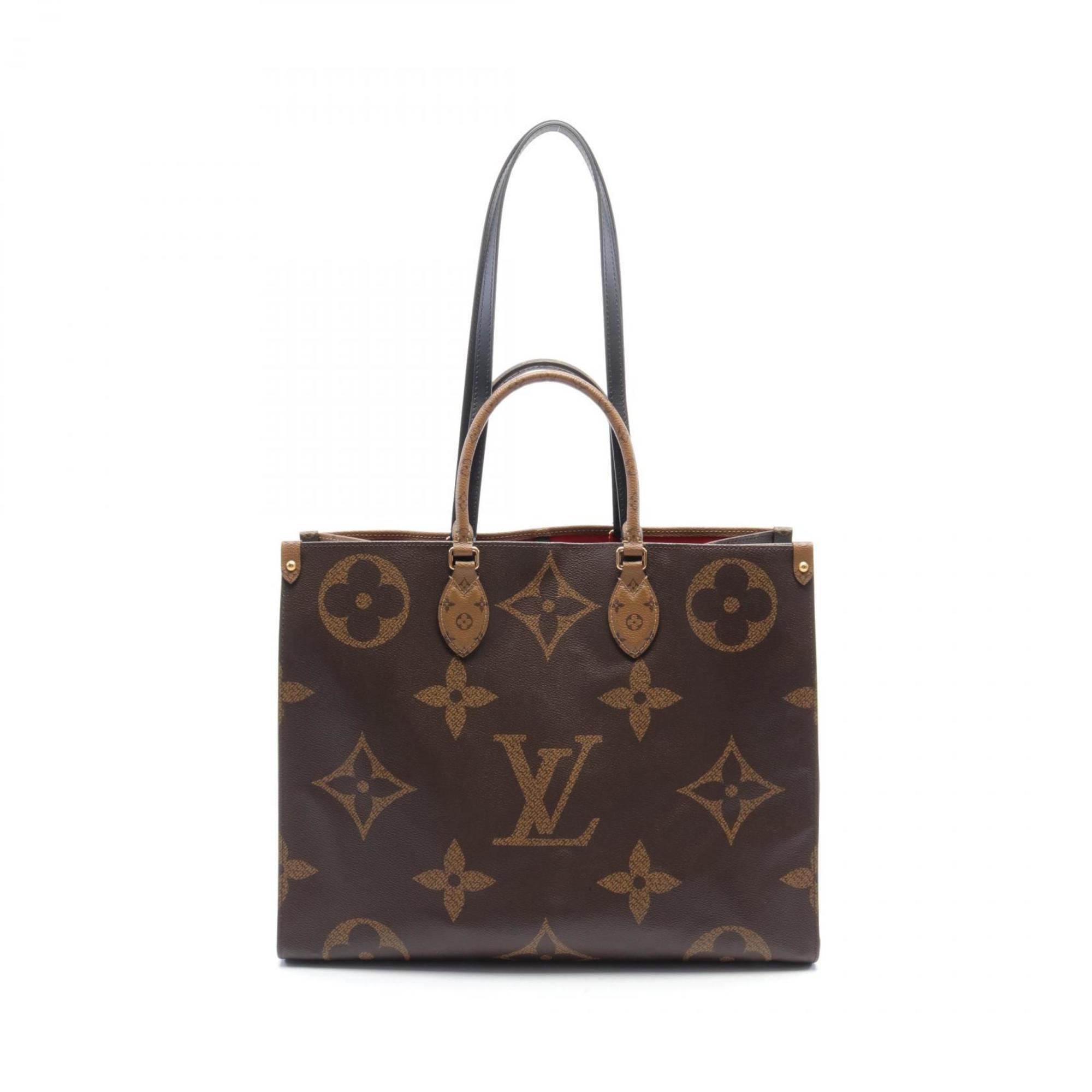 LOUIS VUITTON On the Go GM Shoulder Bag, Coated Canvas, Leather, Monogram Giant Reverse, Women's, Brown, M45320