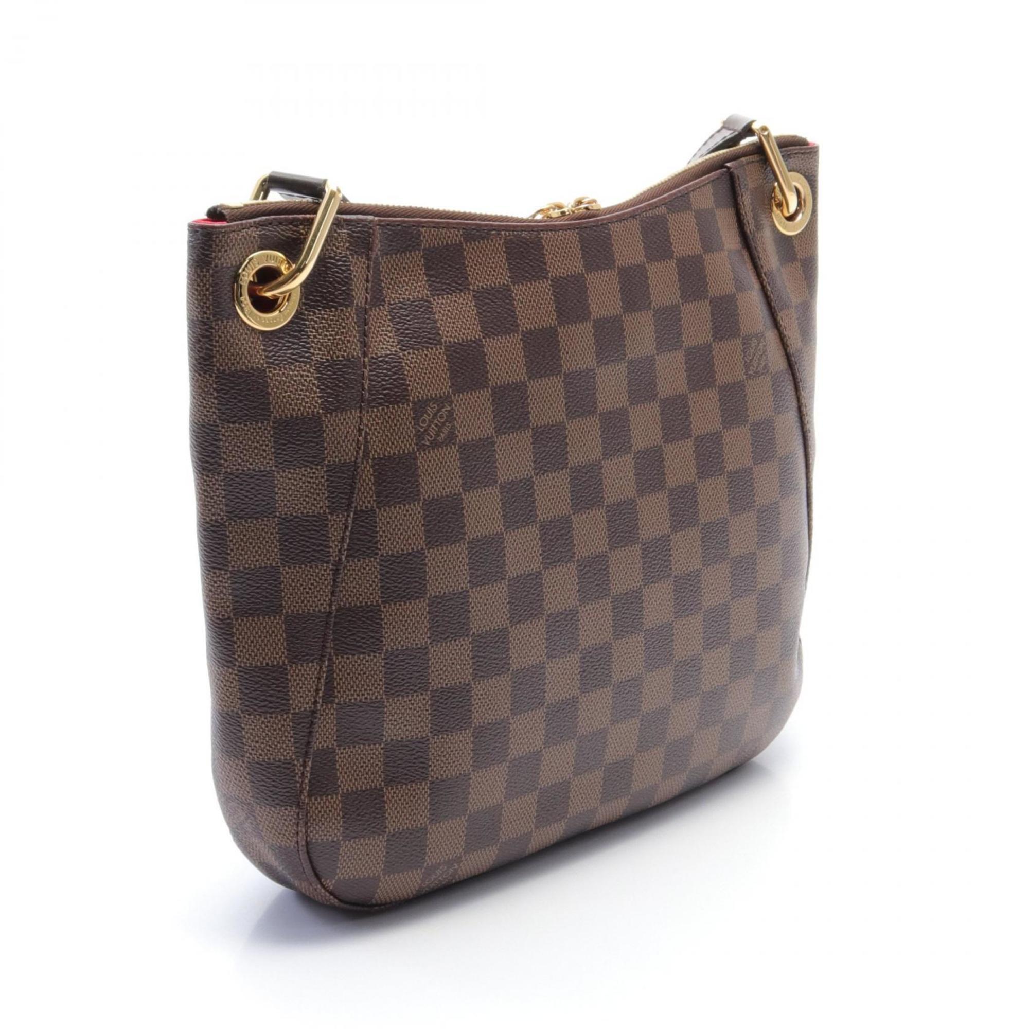 Louis Vuitton South Bank Damier Ebene Shoulder Bag, Coated Canvas, Leather, Women's, Brown, N42230