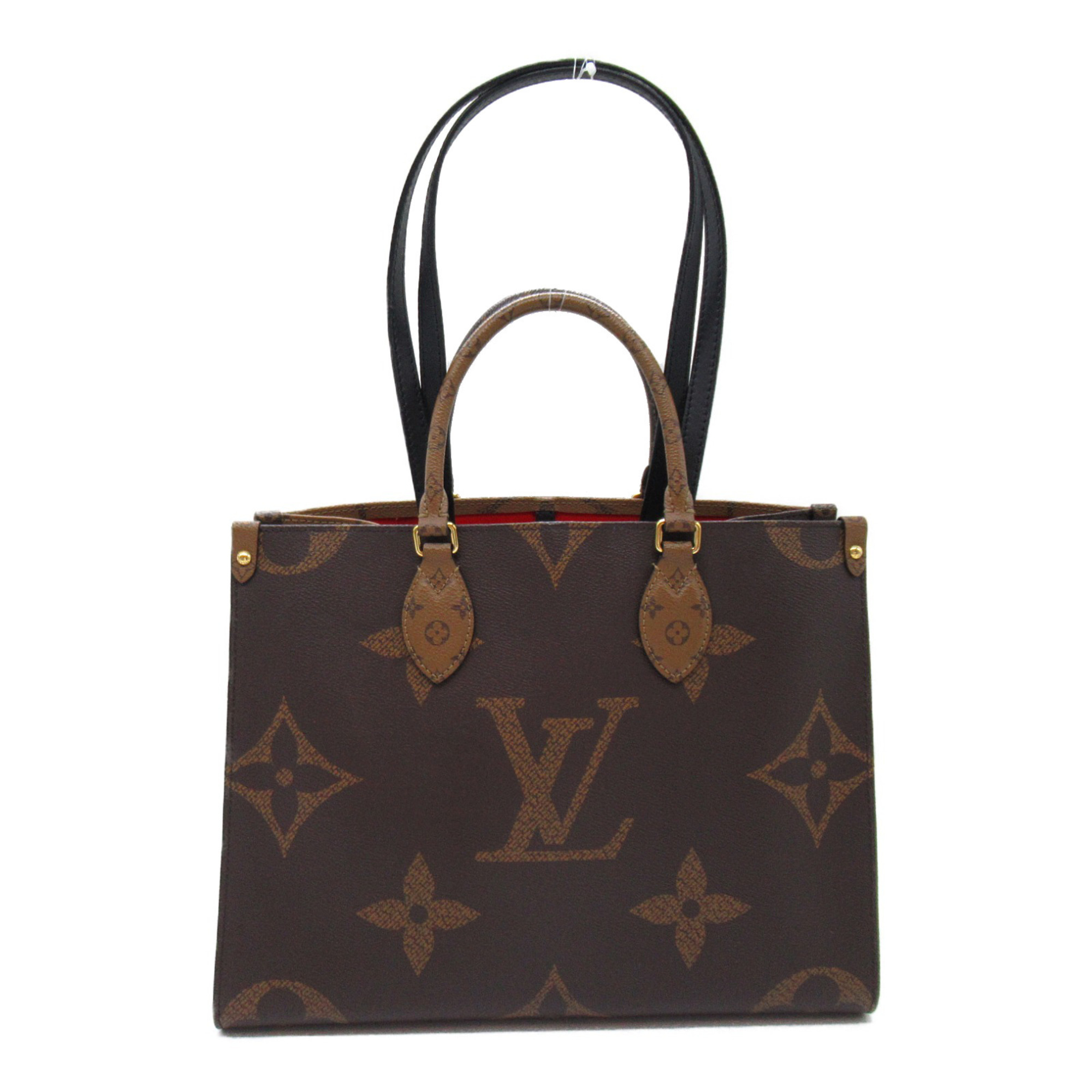 LOUIS VUITTON On the Go MM Bag, Coated Canvas, Monogram Giant, Women's, Brown, M45321