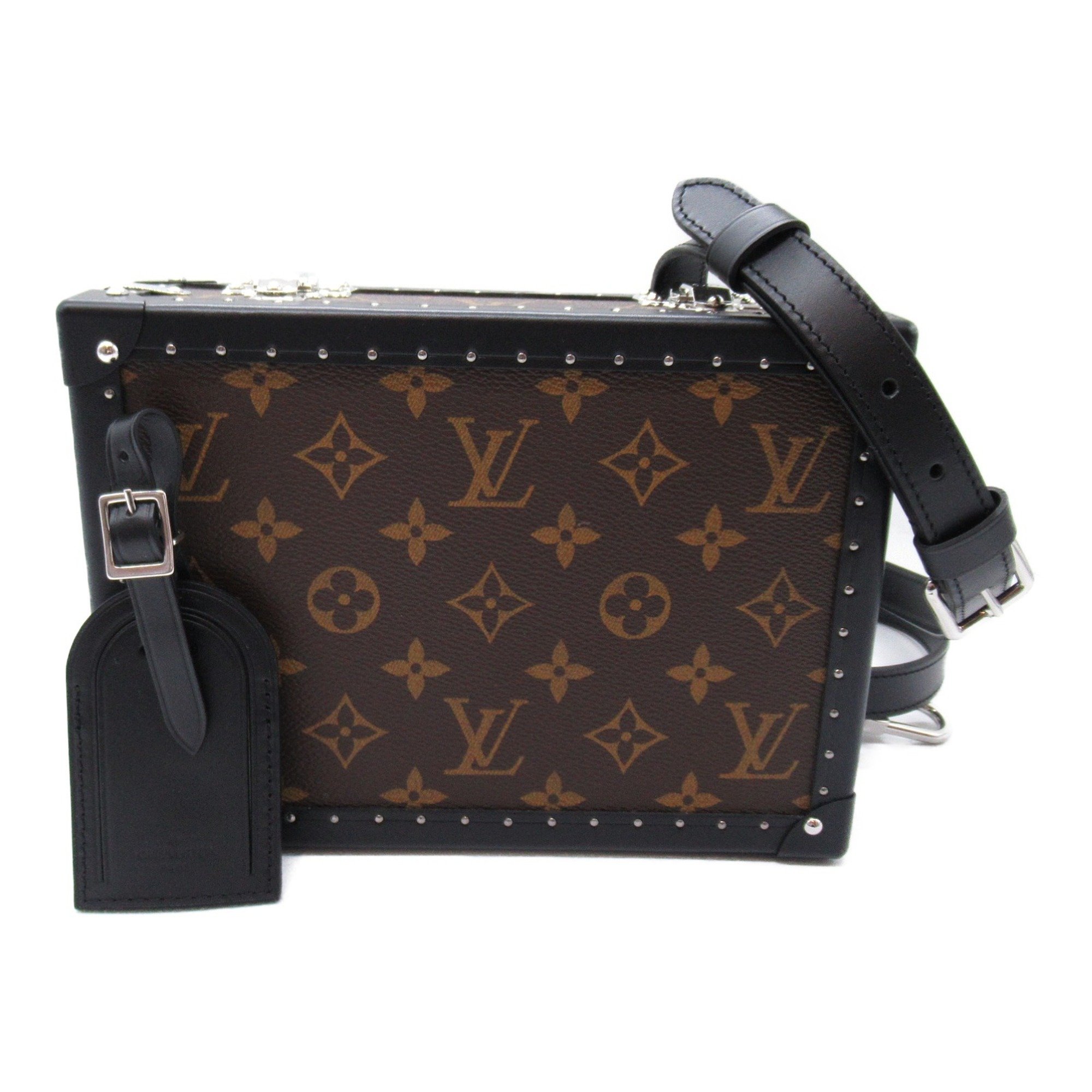 Louis Vuitton LOUIS VUITTON Clutch Box Shoulder Bag Coated Canvas Monogram Macassar Women's Black M20252