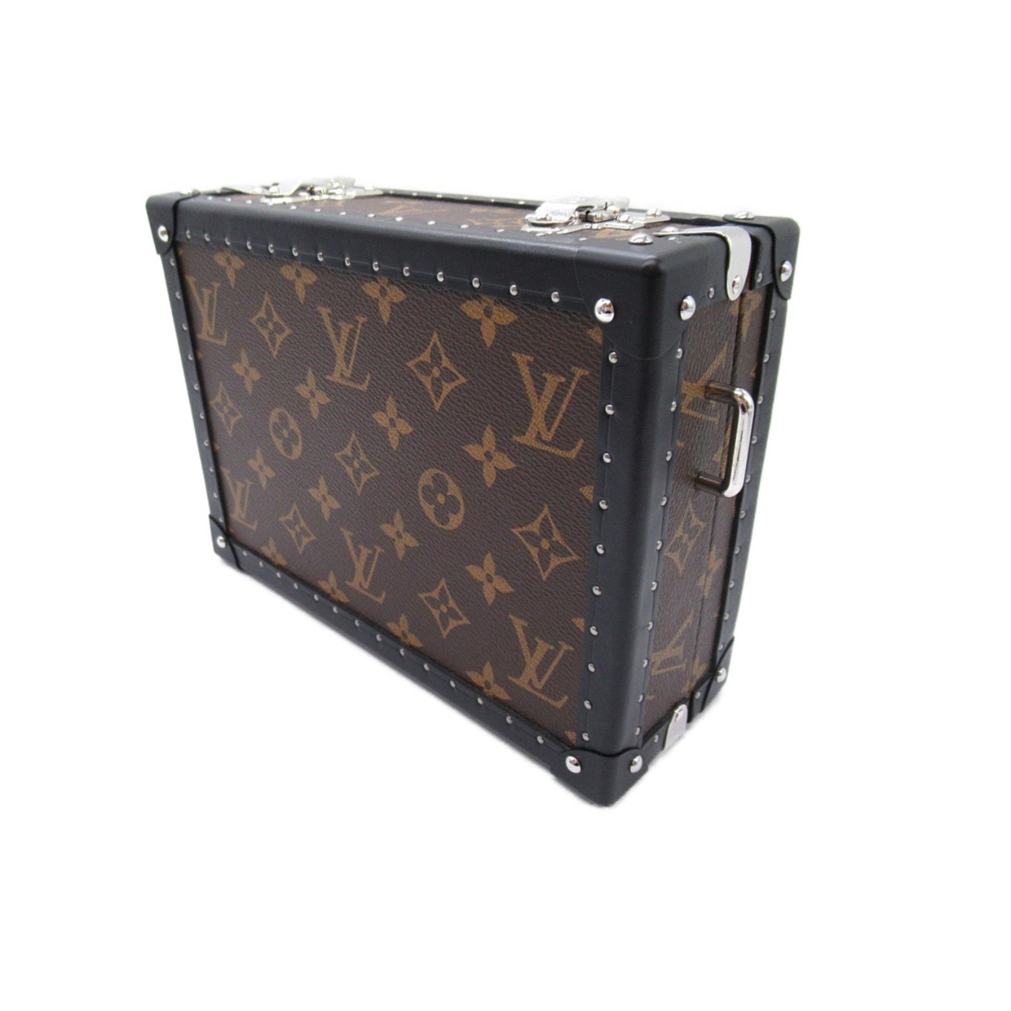 Louis Vuitton LOUIS VUITTON Clutch Box Shoulder Bag Coated Canvas Monogram Macassar Women's Black M20252