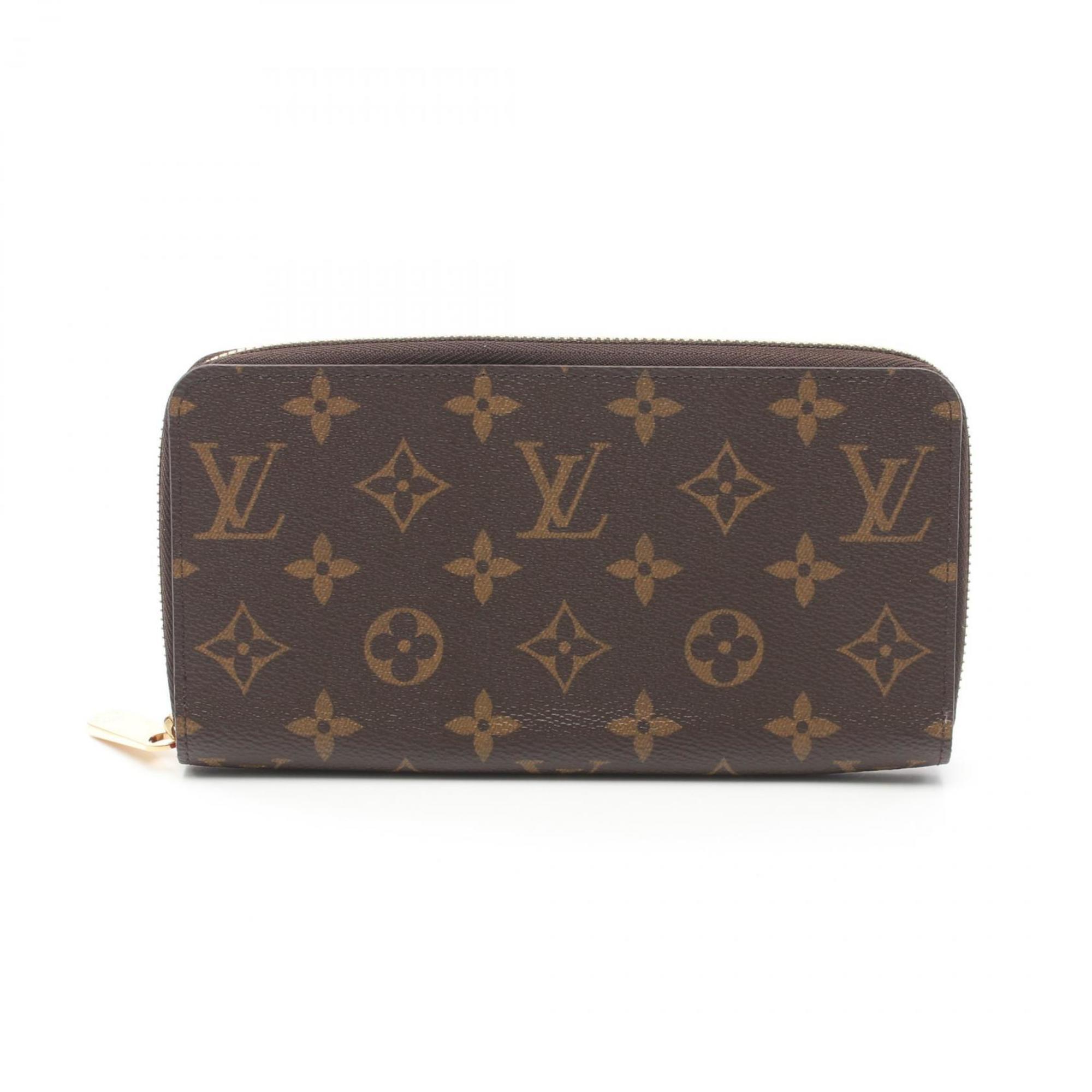 Louis Vuitton LOUIS VUITTON Zippy Wallet Monogram Coquelicot Round Long Coated Canvas Women's Brown Red M41896