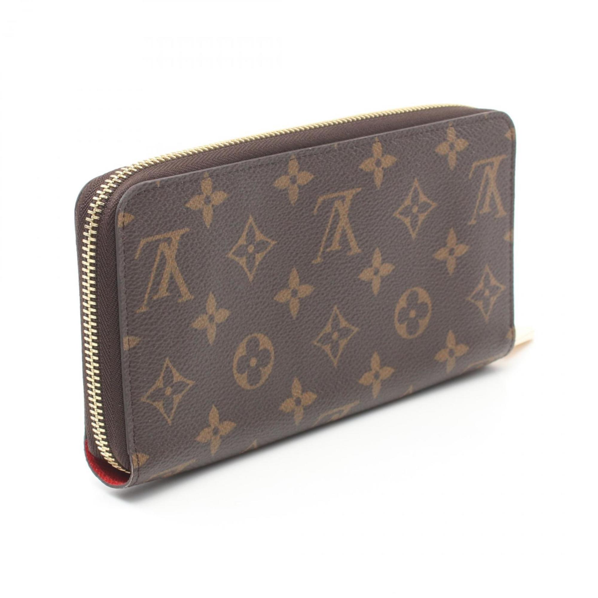 Louis Vuitton LOUIS VUITTON Zippy Wallet Monogram Coquelicot Round Long Coated Canvas Women's Brown Red M41896