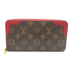 Louis Vuitton LOUIS VUITTON Zippy Wallet Retiro Round Long Coated Canvas Leather Monogram Women's Brown Red M61854