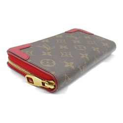 Louis Vuitton LOUIS VUITTON Zippy Wallet Retiro Round Long Coated Canvas Leather Monogram Women's Brown Red M61854