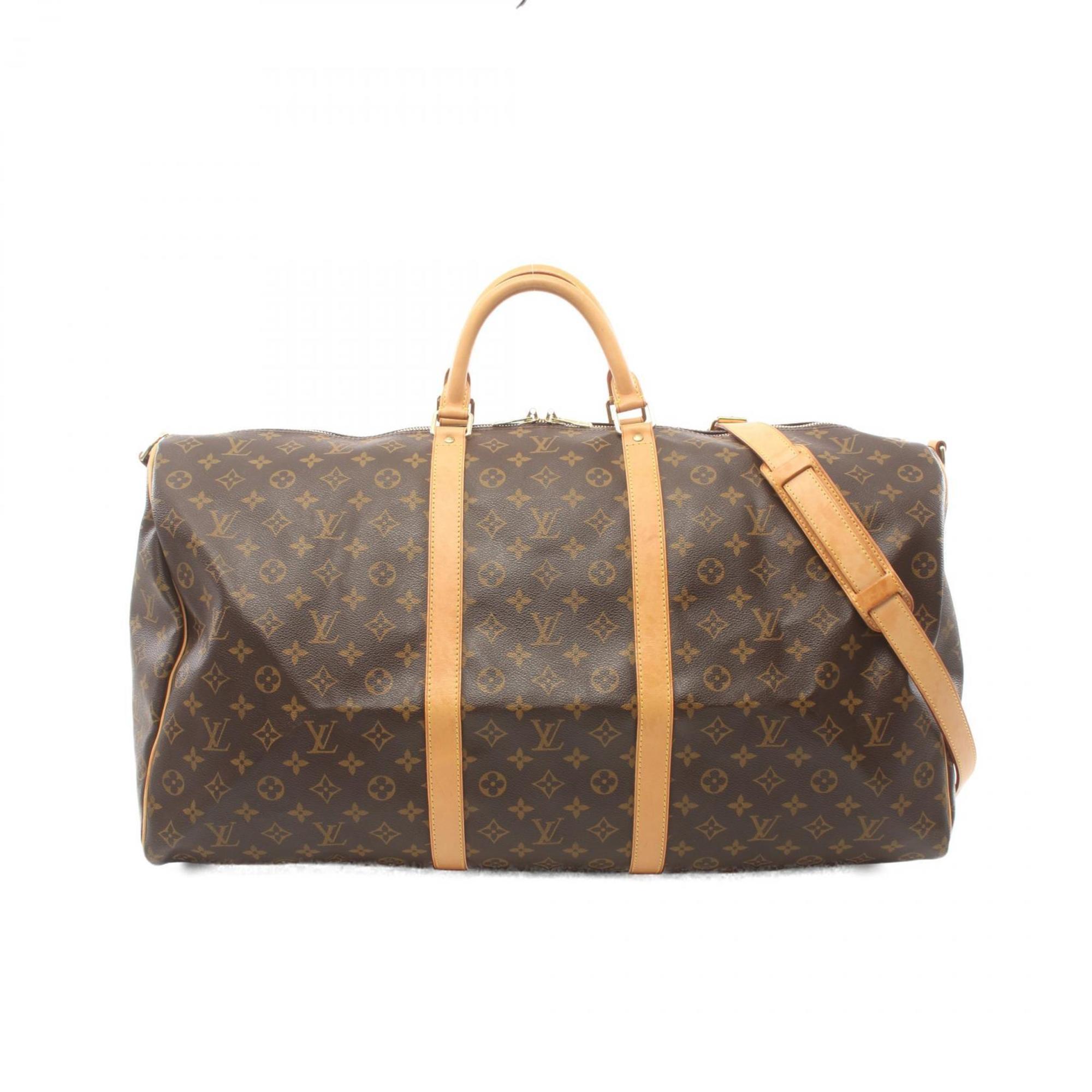 Louis Vuitton Keepall Bandouliere 60 Boston Bag, Coated Canvas, Leather, Monogram, Men's, Women's, Brown, M41412