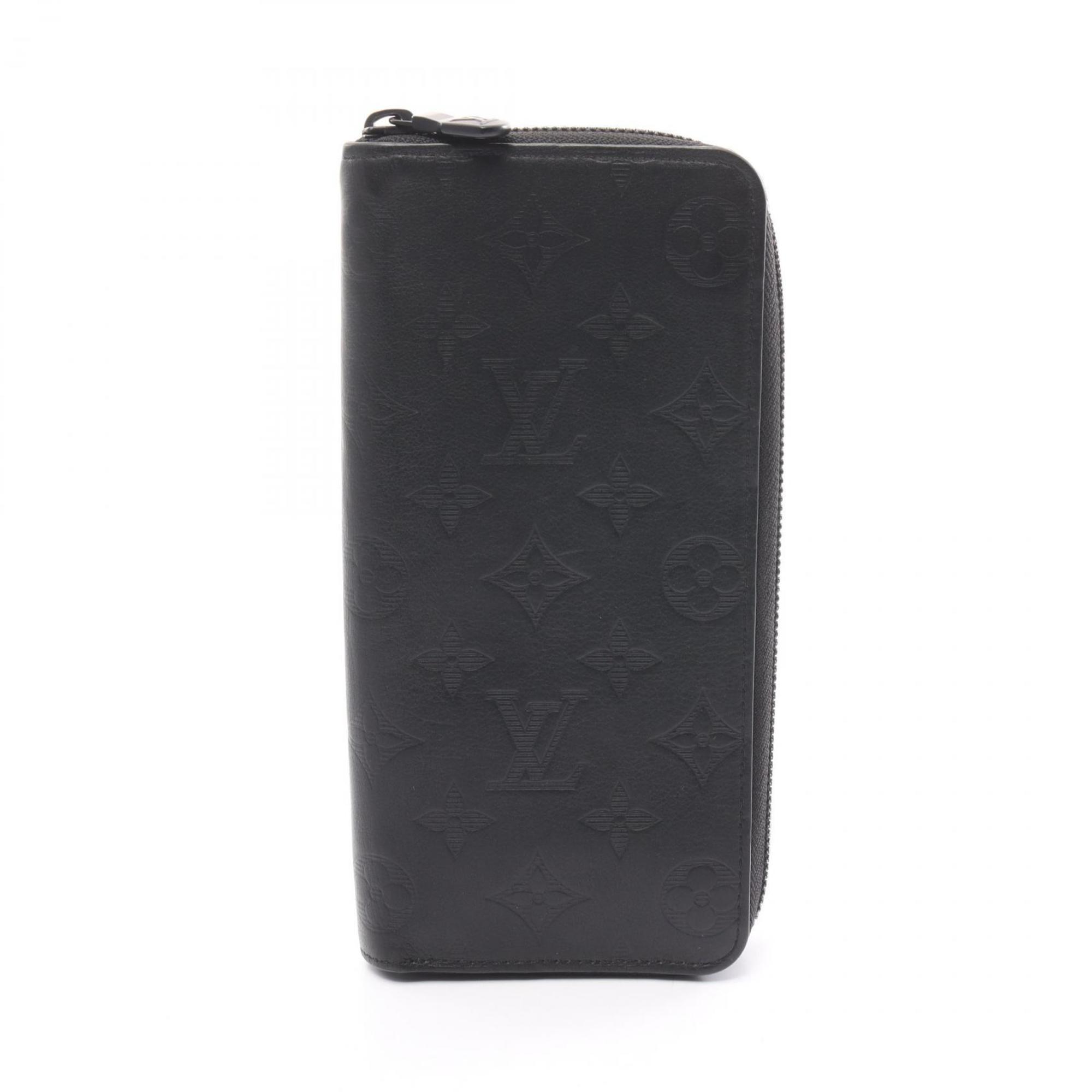 Louis Vuitton LOUIS VUITTON Zippy Wallet Vertical Monogram Shadow Round Long Leather Men's Black M62902