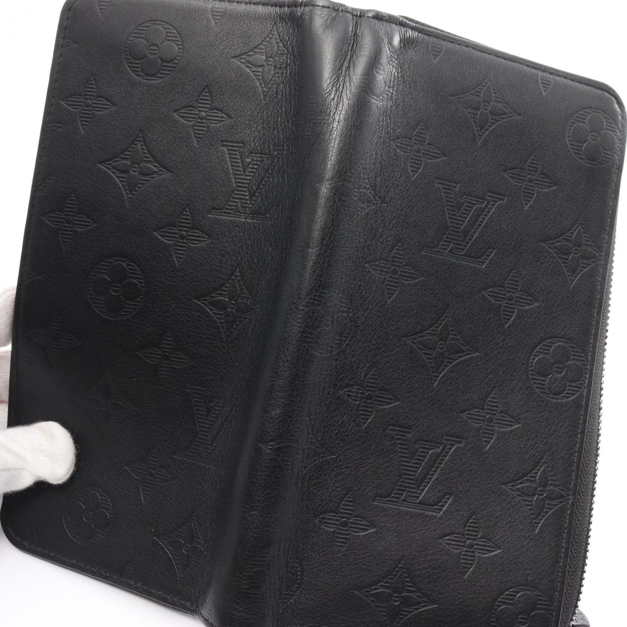 Louis Vuitton LOUIS VUITTON Zippy Wallet Vertical Monogram Shadow Round Long Leather Men's Black M62902