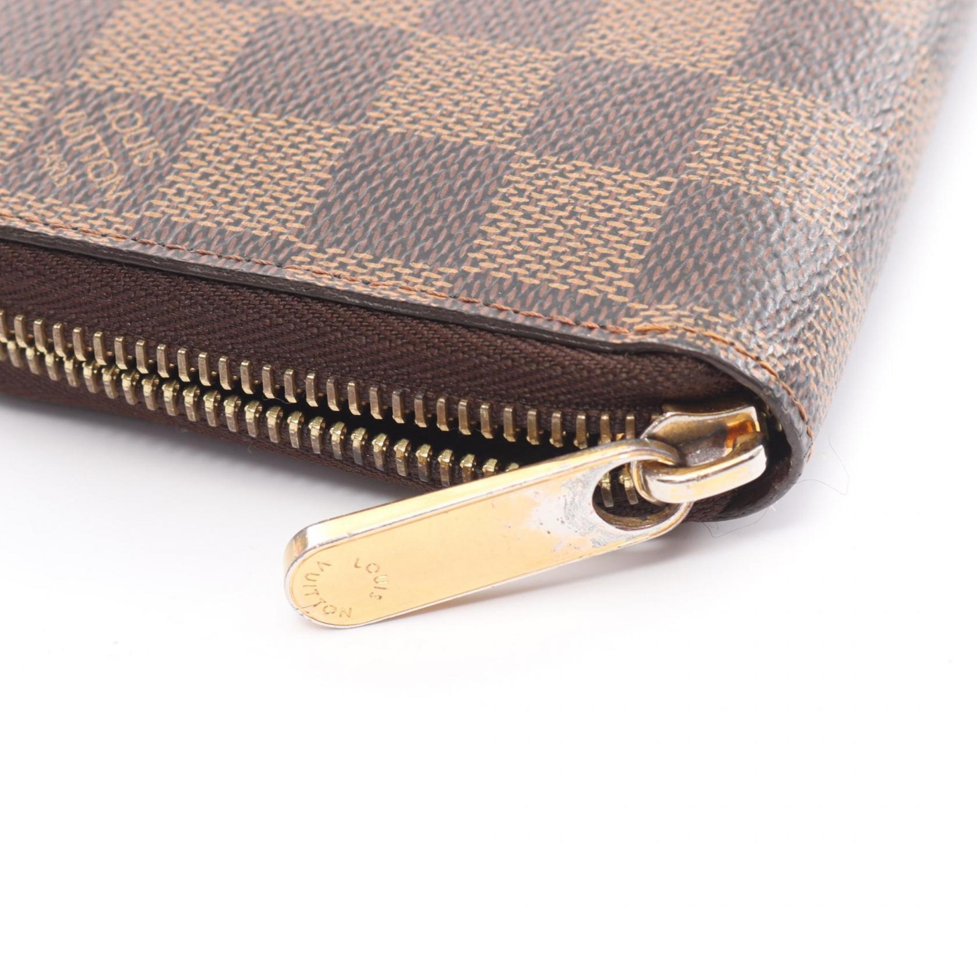 Louis Vuitton LOUIS VUITTON Zippy Wallet Damier Ebene Round Long Coated Canvas Men's Women's Brown N41661