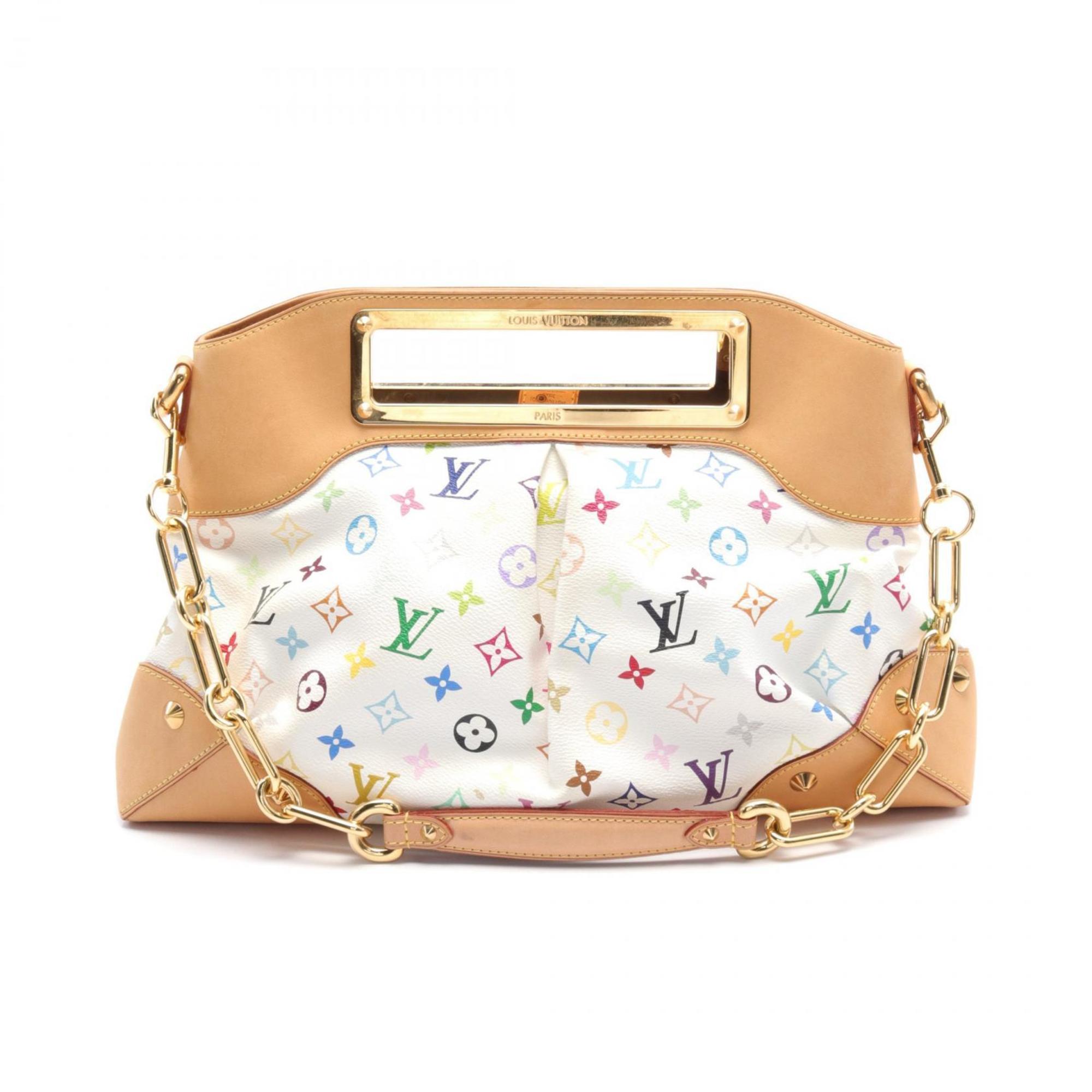 Louis Vuitton Judy MM Monogram Multicolor Blanc Handbag Bag Coated Canvas Leather Women's White M40255