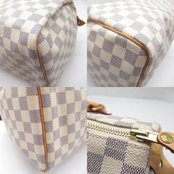 Louis Vuitton Speedy 30 Handbag Bag Coated Canvas Damier Azur Women's Ivory N41533