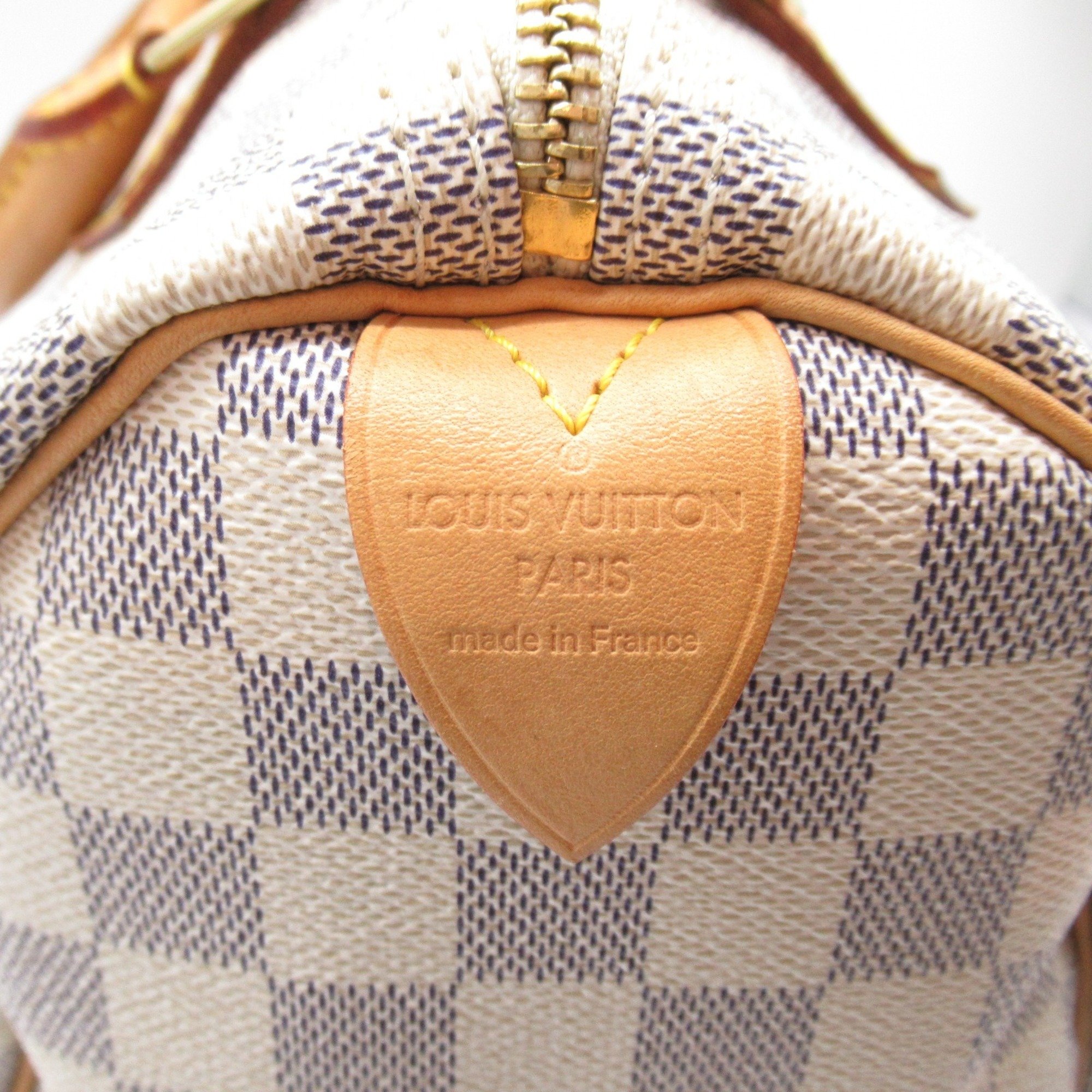 Louis Vuitton Speedy 30 Handbag Bag Coated Canvas Damier Azur Women's Ivory N41533