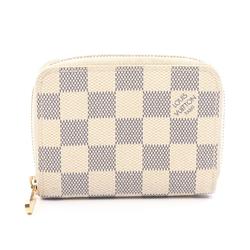 Louis Vuitton LOUIS VUITTON Zipper Coin Purse Damier Azur Wallet/Coin Case Wallet Coated Canvas Women's White N63069