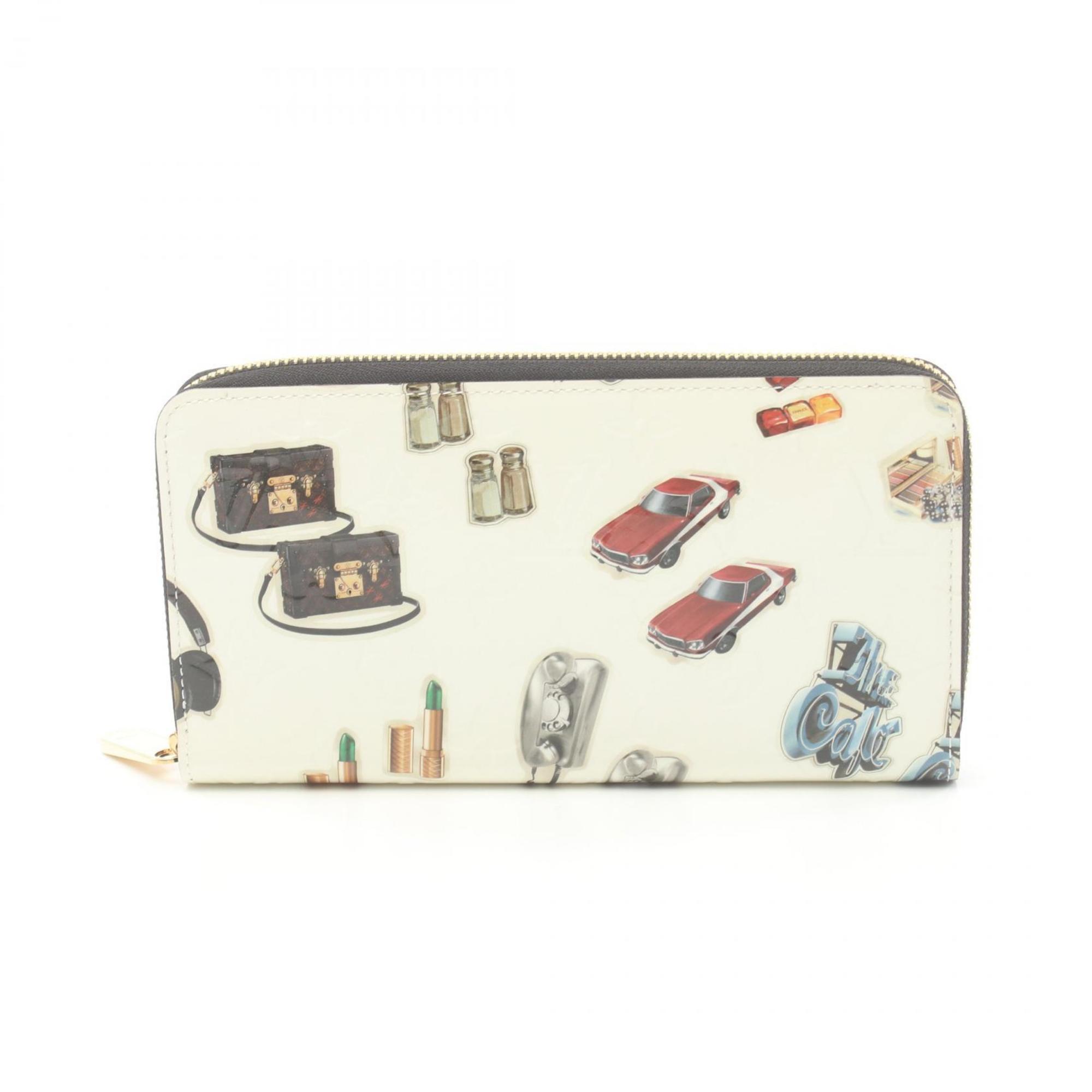 Louis Vuitton LOUIS VUITTON Zippy Wallet Monogram Vernis Nicolas Ghesquiere Round Long Leather Women's White Multicolor M50370