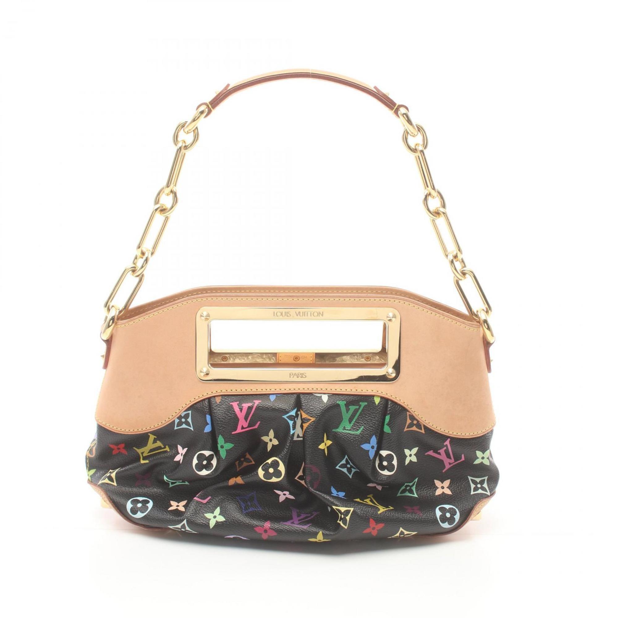 Louis Vuitton Judy PM Shoulder Bag Coated Canvas Leather Monogram Multicolor Women's Black M40258