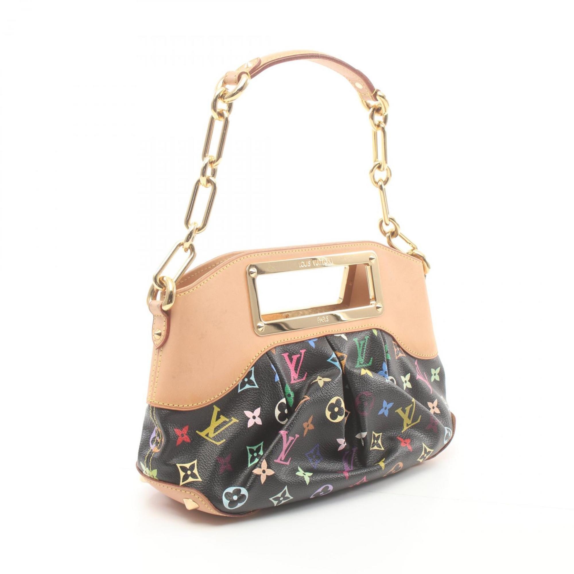 Louis Vuitton Judy PM Shoulder Bag Coated Canvas Leather Monogram Multicolor Women's Black M40258