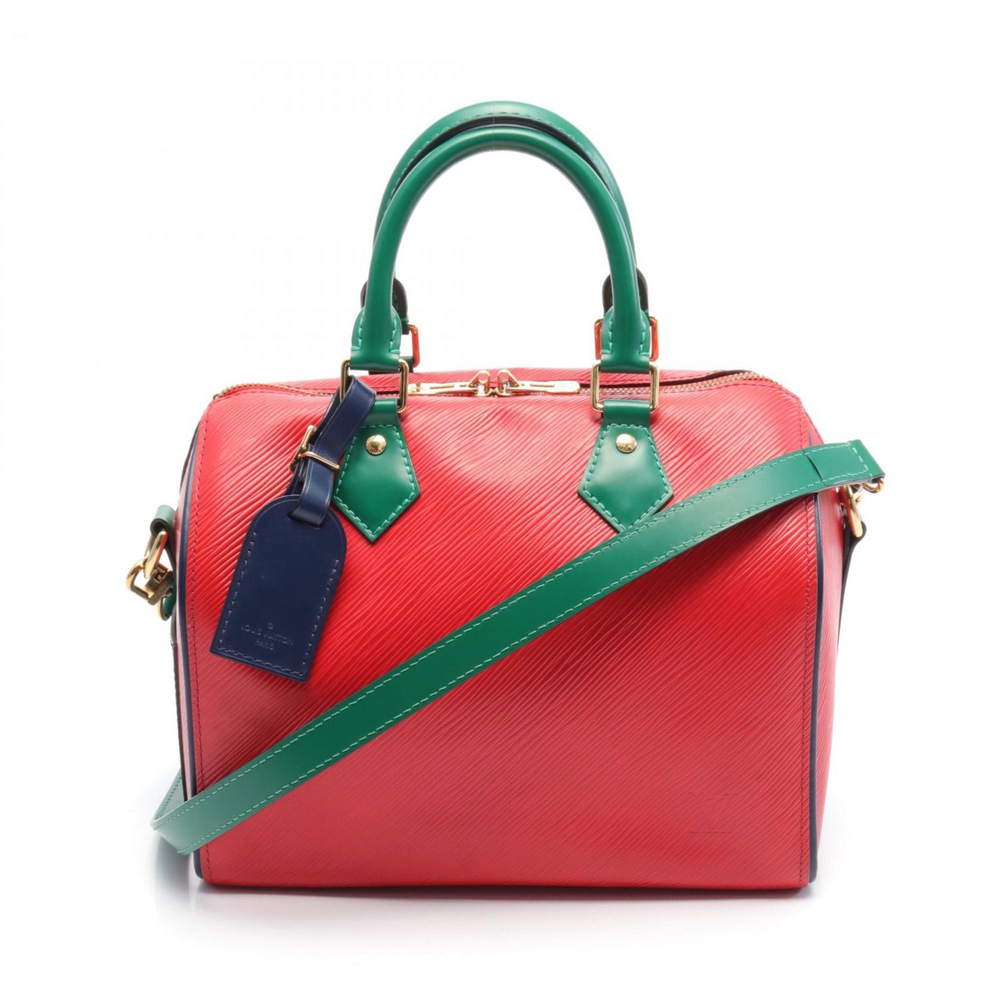 Louis Vuitton Speedy Bandouliere 25 Epi Handbag Bag Leather Women's Red Green Navy Unknown