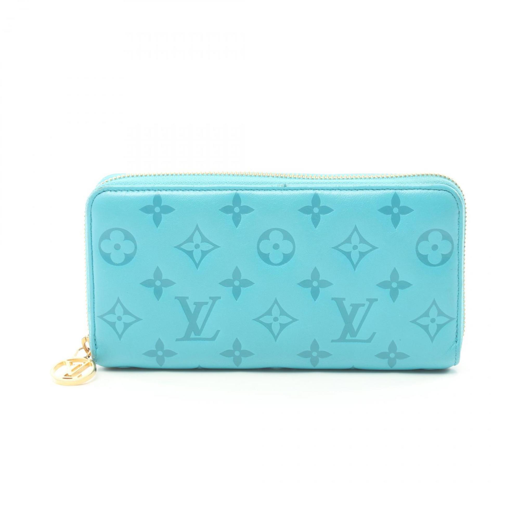 Louis Vuitton LOUIS VUITTON Zippy Wallet Monogram Embossed Round Long Leather Women's Blue M81512