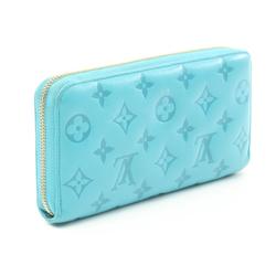 Louis Vuitton LOUIS VUITTON Zippy Wallet Monogram Embossed Round Long Leather Women's Blue M81512