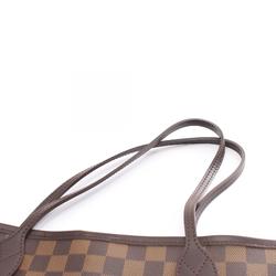 Louis Vuitton Neverfull MM Tote Bag, Coated Canvas, Leather, Damier, Women's, Brown, N51105