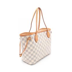 Louis Vuitton Neverfull PM Damier Azur Tote Bag Coated Canvas Leather Women's White N51110