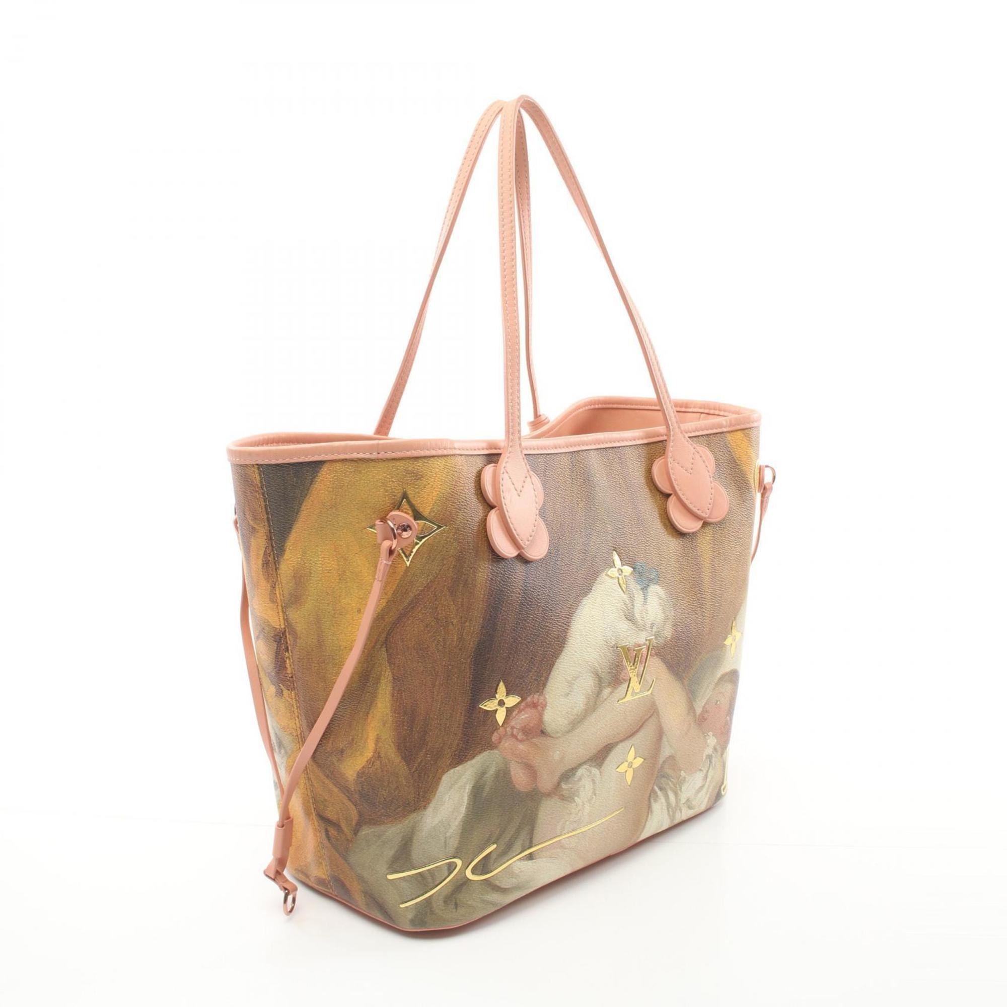 Louis Vuitton Neverfull MM Masters Collection Fragonard Tote Bag Coated Canvas Leather Women's Brown Pink Multicolor M43319