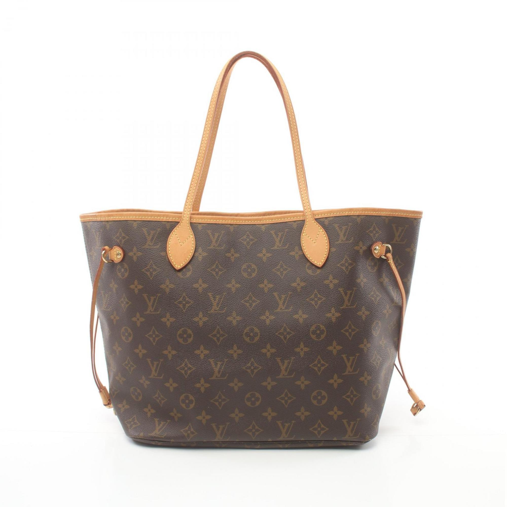 Louis Vuitton Neverfull MM Monogram Tote Bag, Coated Canvas, Leather, Monogram, Women's, Brown, M40156