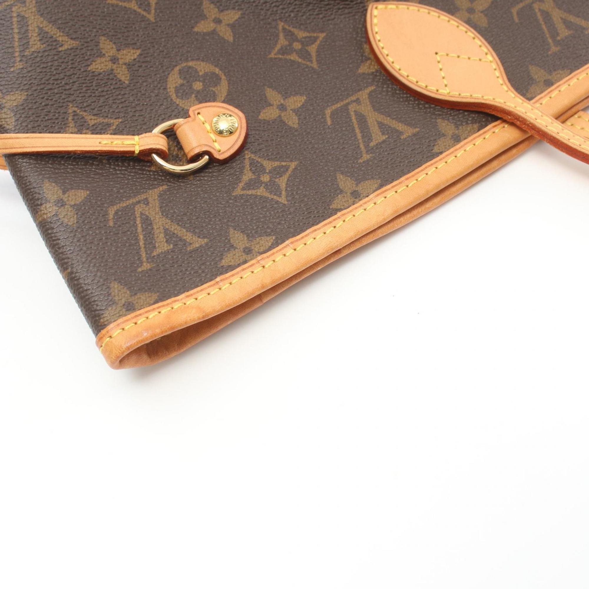 Louis Vuitton Neverfull MM Monogram Tote Bag, Coated Canvas, Leather, Monogram, Women's, Brown, M40156