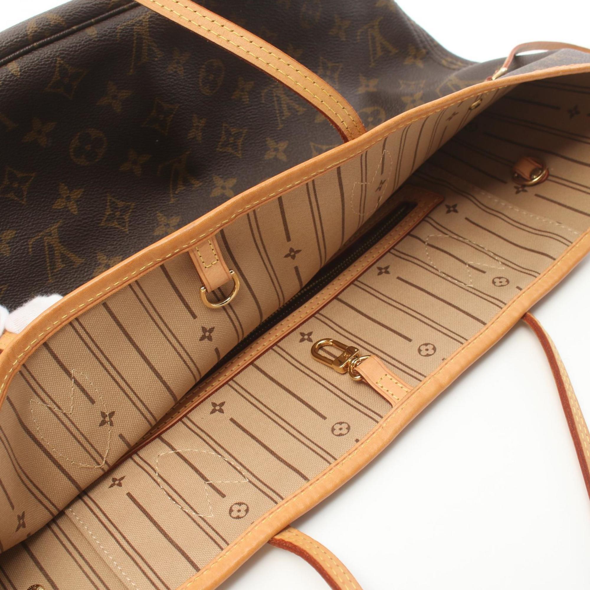 Louis Vuitton Neverfull MM Monogram Tote Bag, Coated Canvas, Leather, Monogram, Women's, Brown, M40156