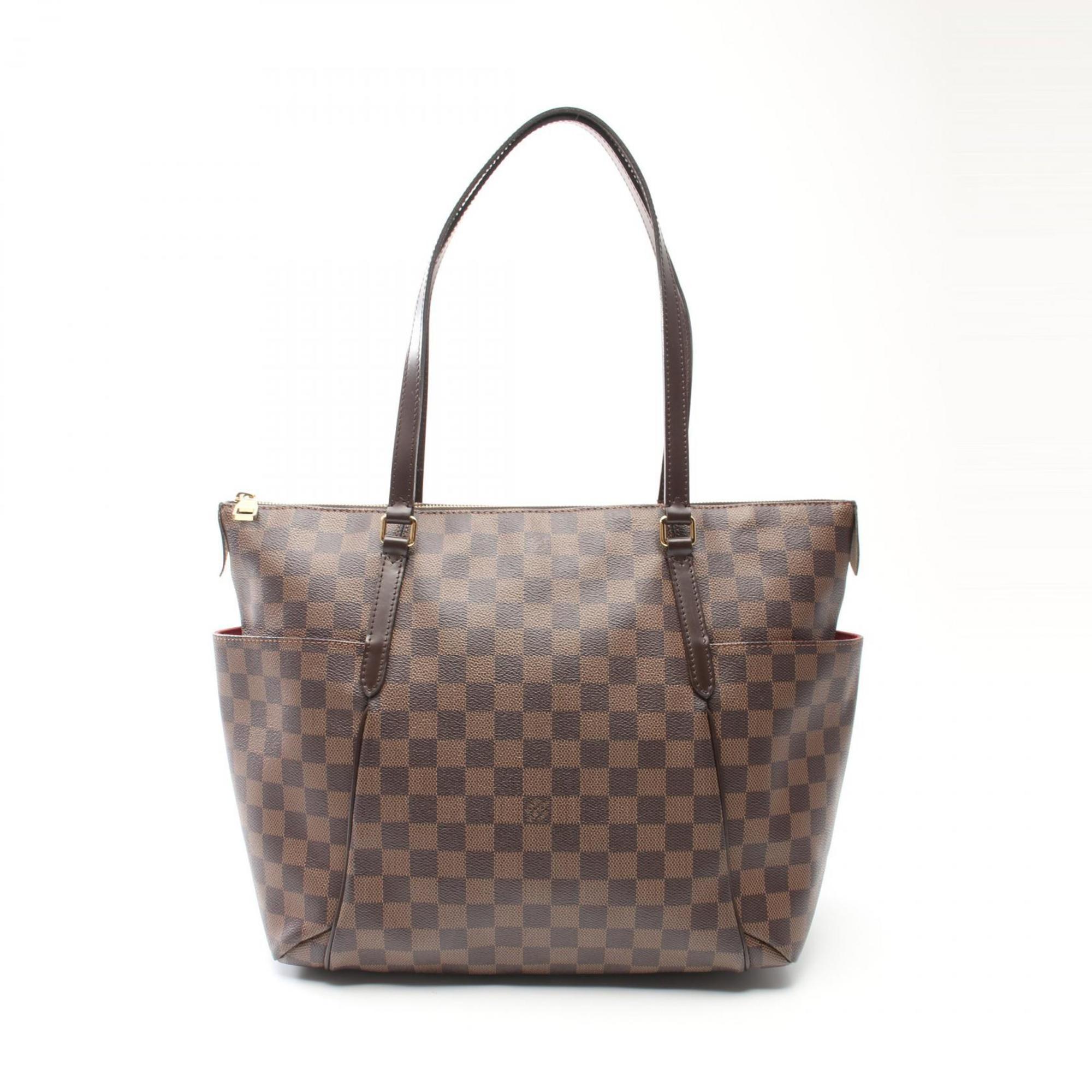 LOUIS VUITTON Totally MM Damier Ebene Tote Bag, Coated Canvas, Leather, Women's, Brown, N41281