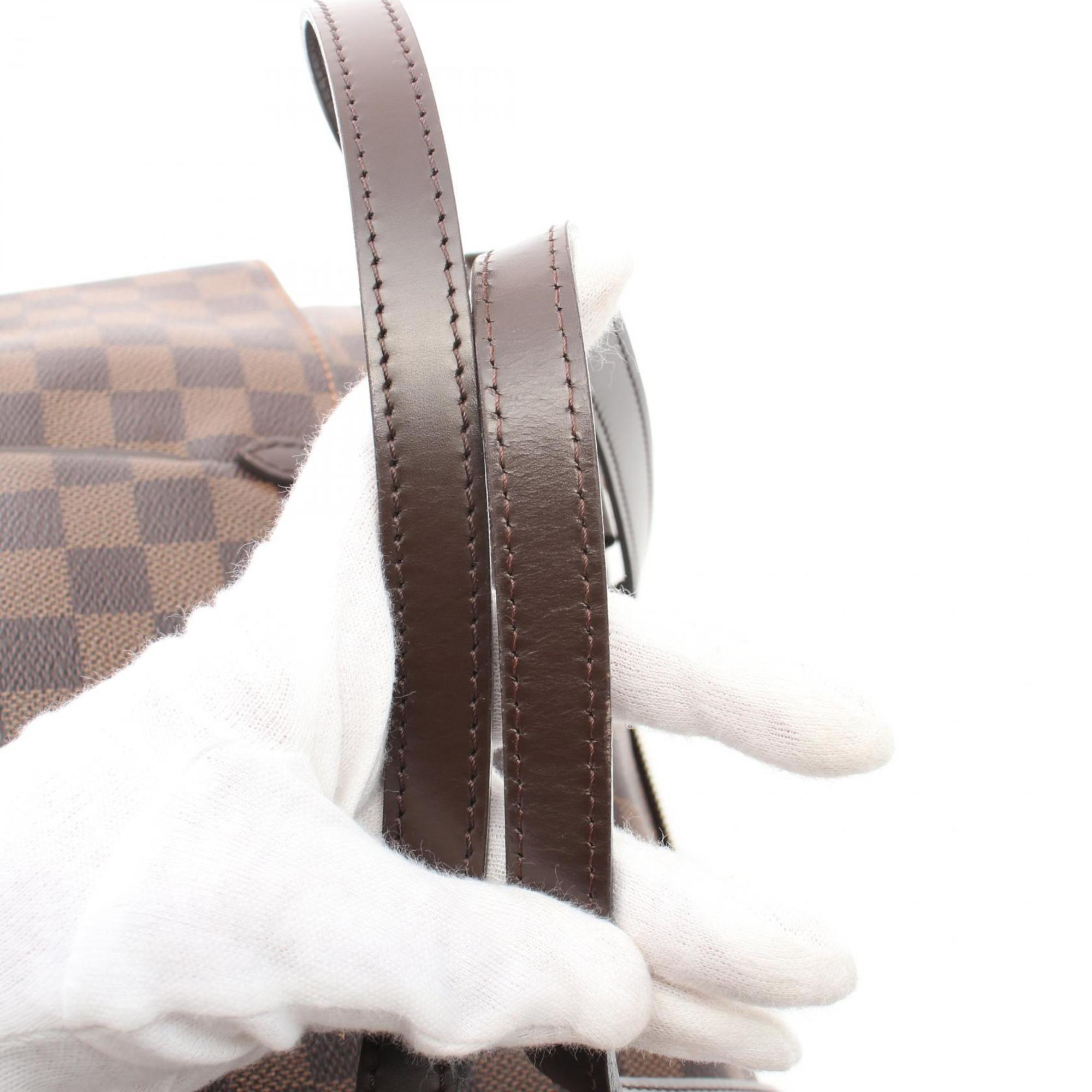 LOUIS VUITTON Totally MM Damier Ebene Tote Bag, Coated Canvas, Leather, Women's, Brown, N41281