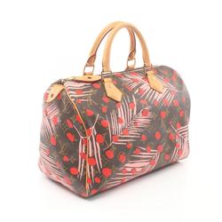 Louis Vuitton Speedy 30 Monogram Jungle Dot Handbag Bag Coated Canvas Leather Women's Brown Pink Red M41983