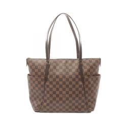 LOUIS VUITTON Totally MM Damier Ebene Tote Bag, Coated Canvas, Leather, Women's, Brown, N41281