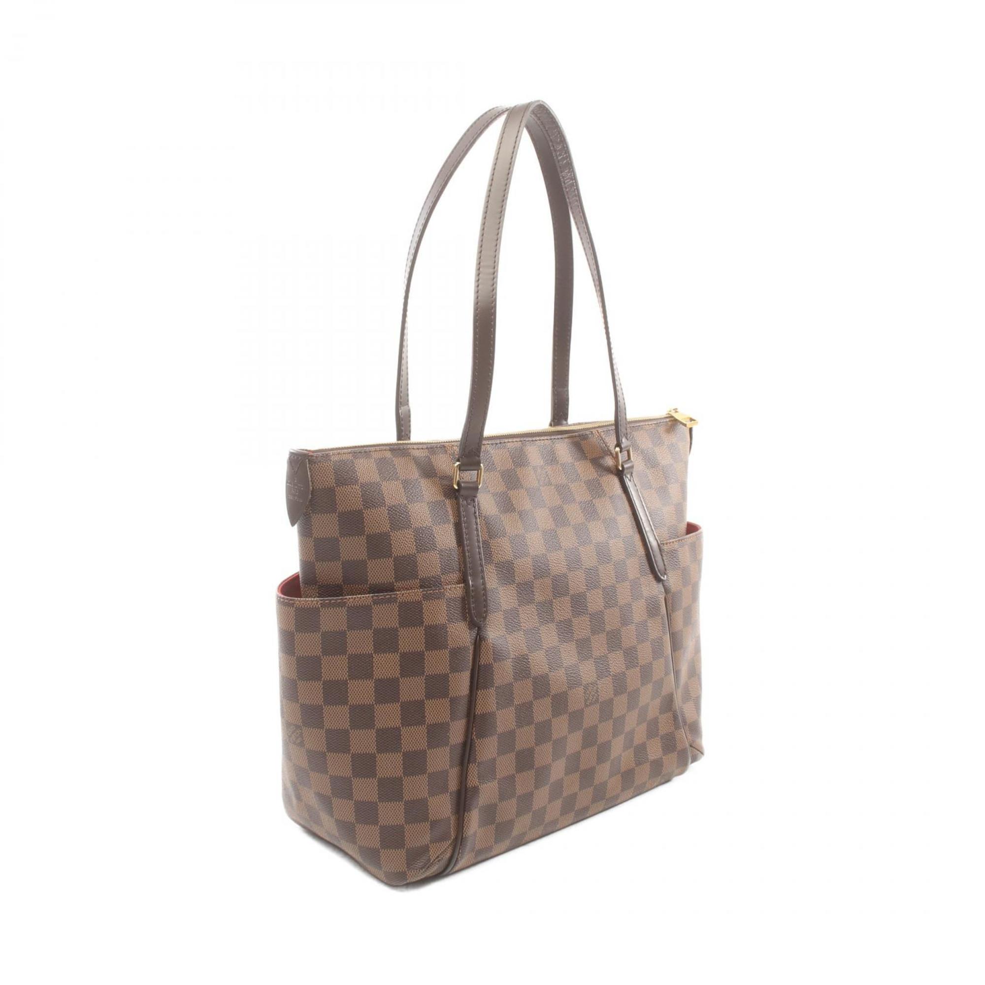 LOUIS VUITTON Totally MM Damier Ebene Tote Bag, Coated Canvas, Leather, Women's, Brown, N41281