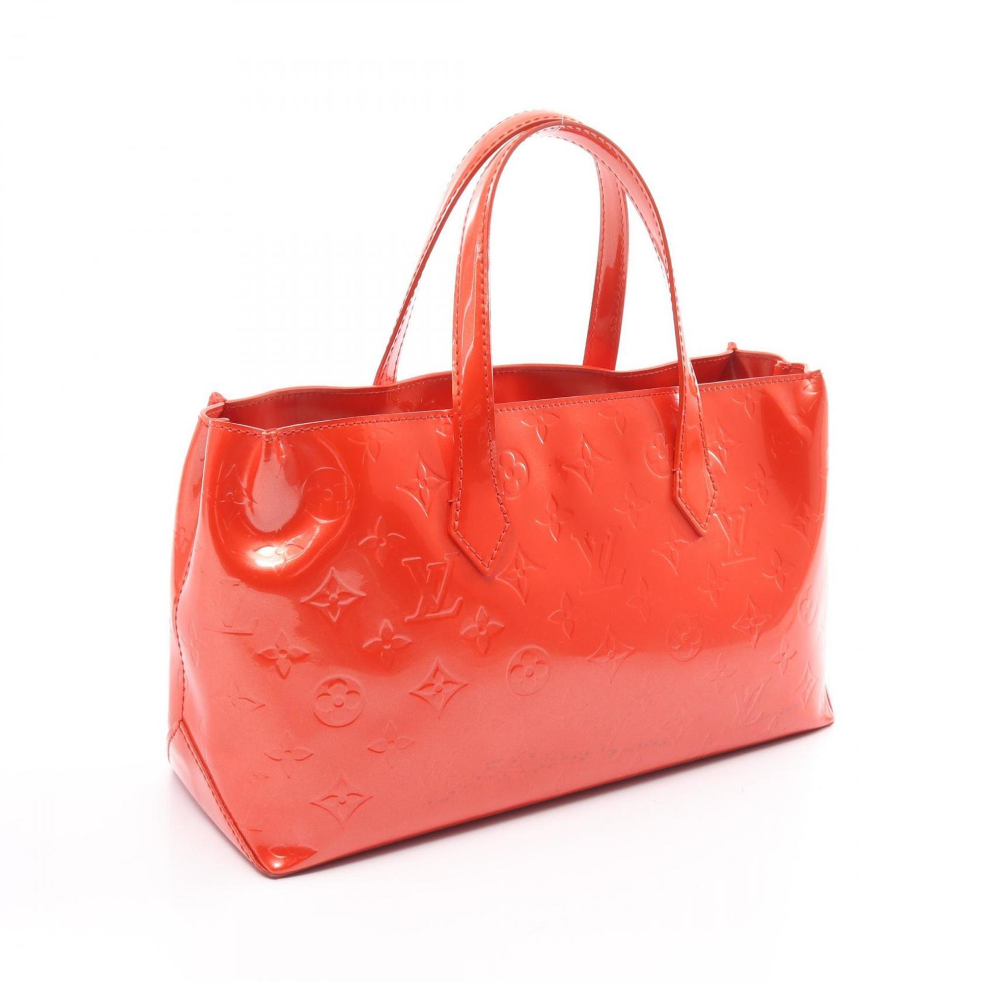 LOUIS VUITTON Wilshire PM Monogram Vernis Orange Sunset Handbag Bag Leather Women's Red M93644