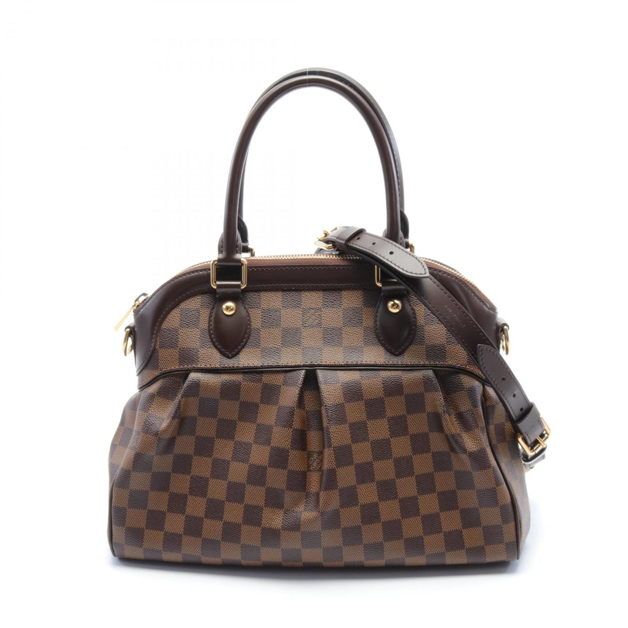 LOUIS VUITTON Trevi PM Damier Ebene Handbag Bag Coated Canvas Leather Women's Brown N51997