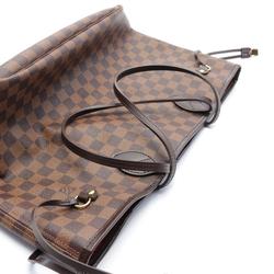 Louis Vuitton Neverfull MM Tote Bag, Coated Canvas, Leather, Damier, Women's, Brown, N51105